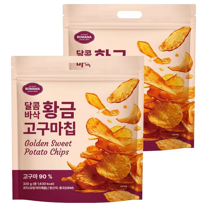 로마나 달콤바삭 황금 고구마칩, 2개, 320g