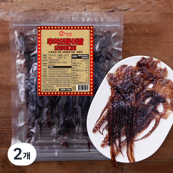 리프레쉬 추억의 문어발 오징어 다리, 160g, 2개