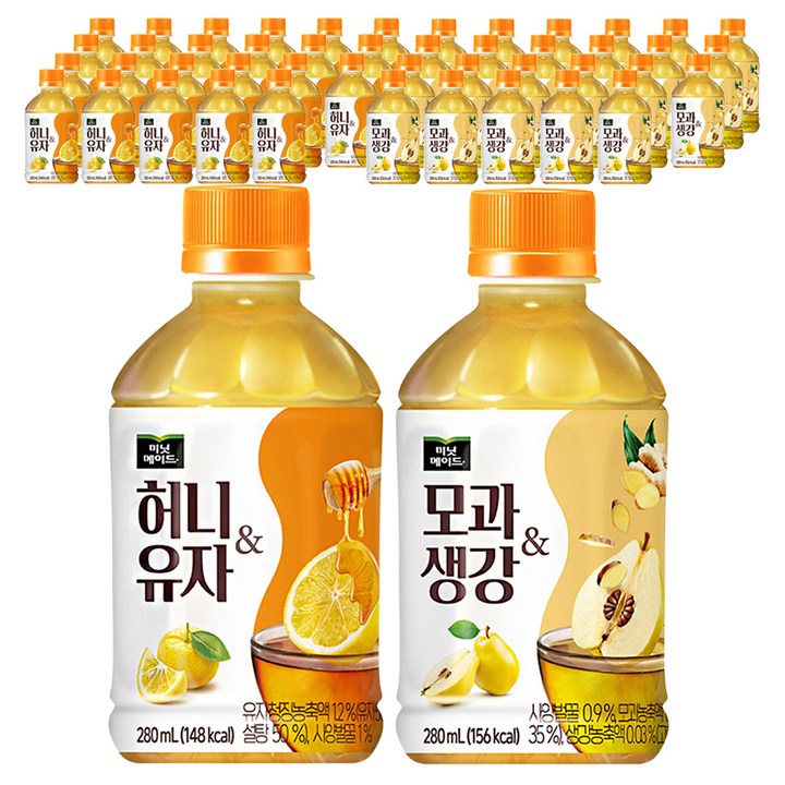 미닛메이드 허니유자 24p + 모과생강 24p, 1세트, 280ml