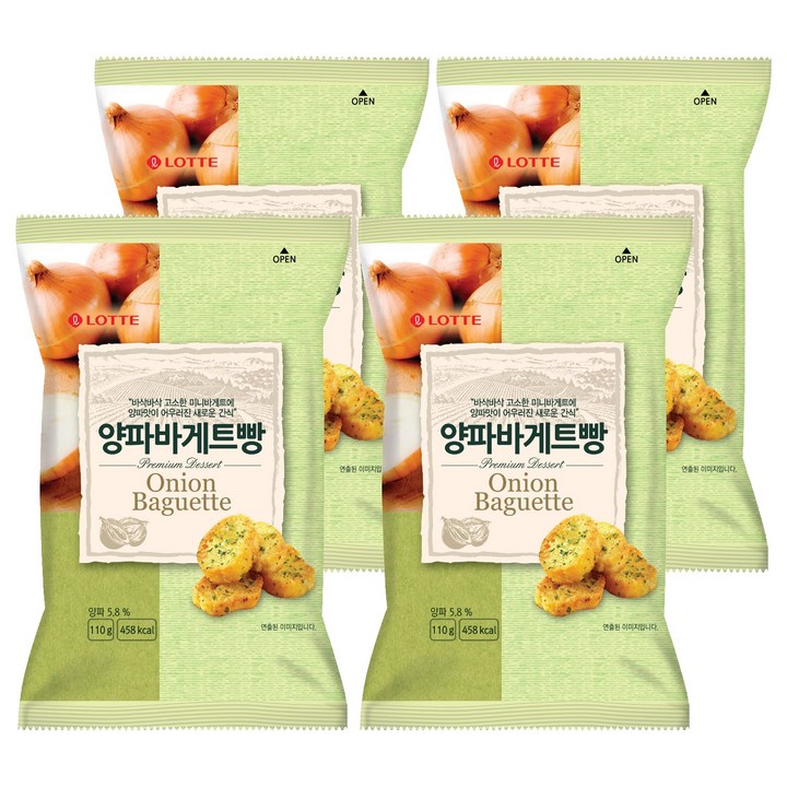 롯데웰푸드 양파바게트빵, 110g, 4개