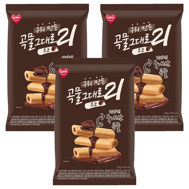 곡물그대로21 크리스피롤 초코, 3개, 150g