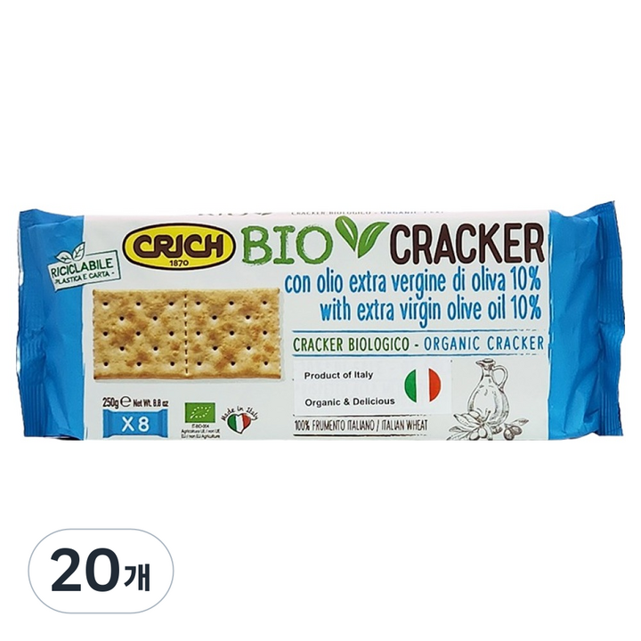 크릭 유기농 엑스트라버진 올리브유 크래커 8p, 250g, 20개