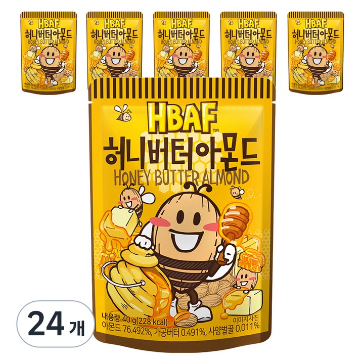 바프 허니버터 아몬드, 40g, 24개
