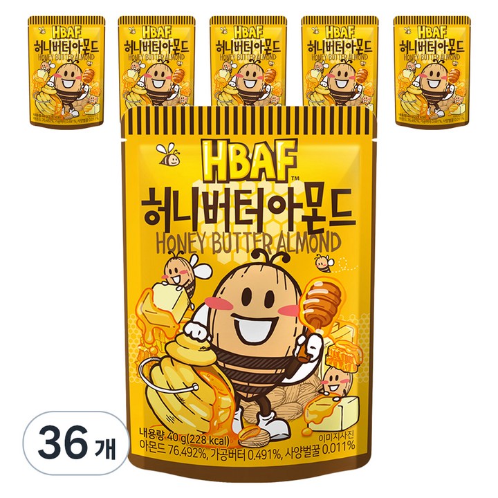 바프 허니버터 아몬드, 40g, 36개