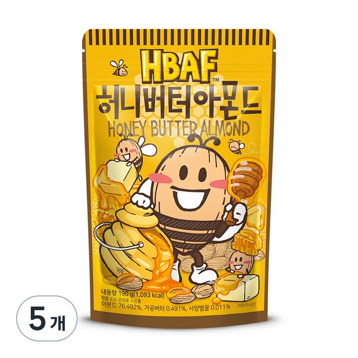 바프 허니버터 아몬드, 190g, 5개