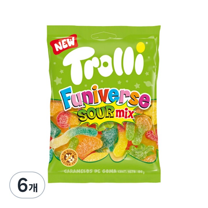 트롤리 퍼니벌스 사우어믹스 젤리, 100g, 6개