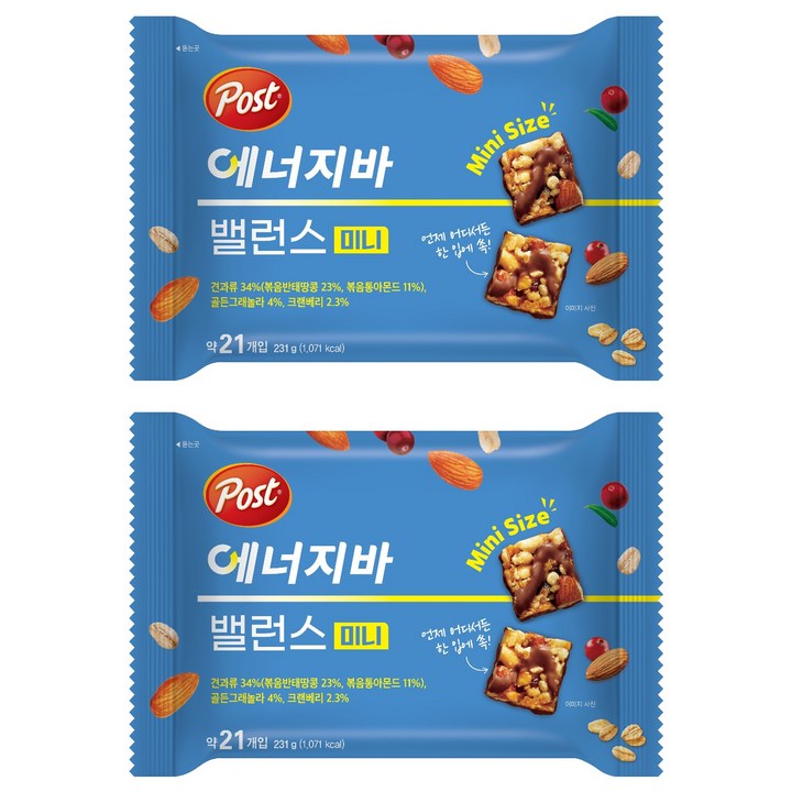 포스트 밸런스 미니 에너지바, 231g, 2개
