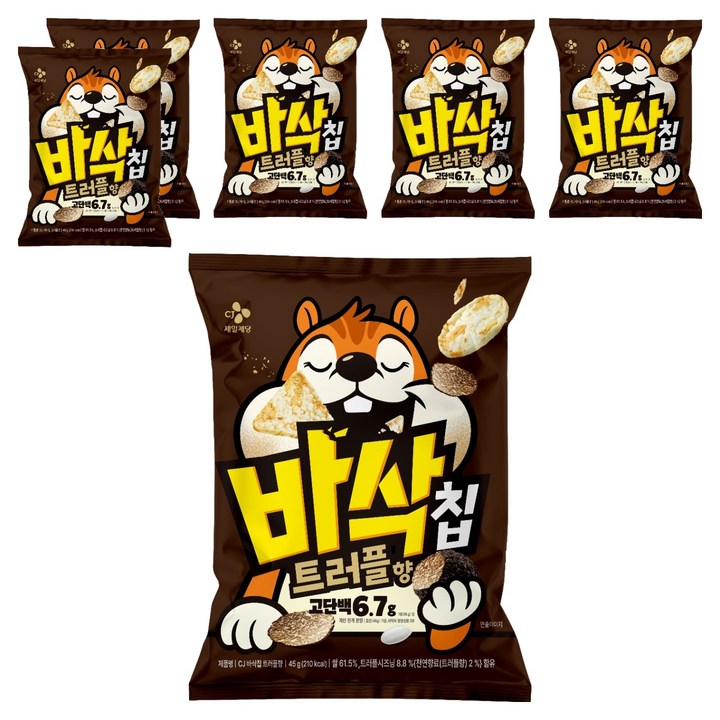 CJ 바삭칩 트러플향 고단백 쌀과자, 45g, 6개