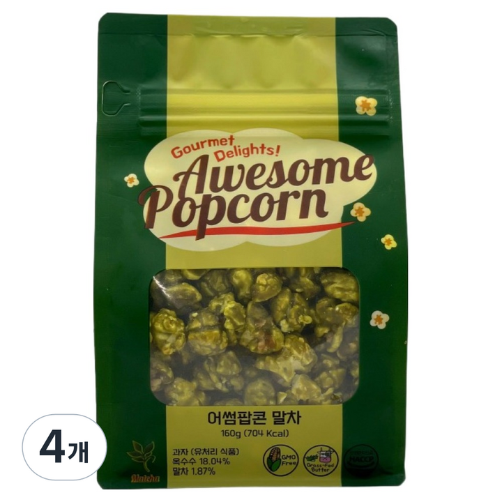 어썸팝콘 말차, 160g, 4개