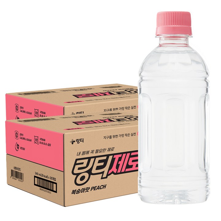 링티 제로 복숭아맛 무라벨, 340ml, 40개