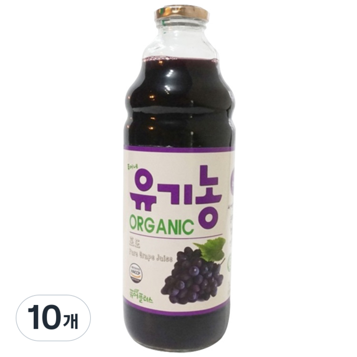 퓨어플러스 유기농 포도주스, 1L, 10개