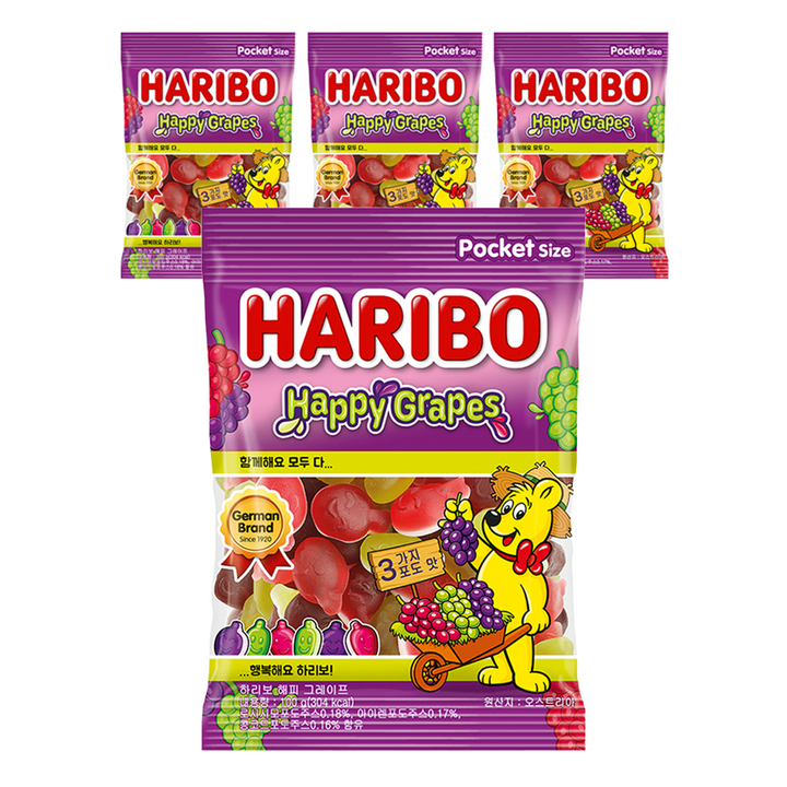 하리보 해피 그레이프 젤리, 100g, 4개