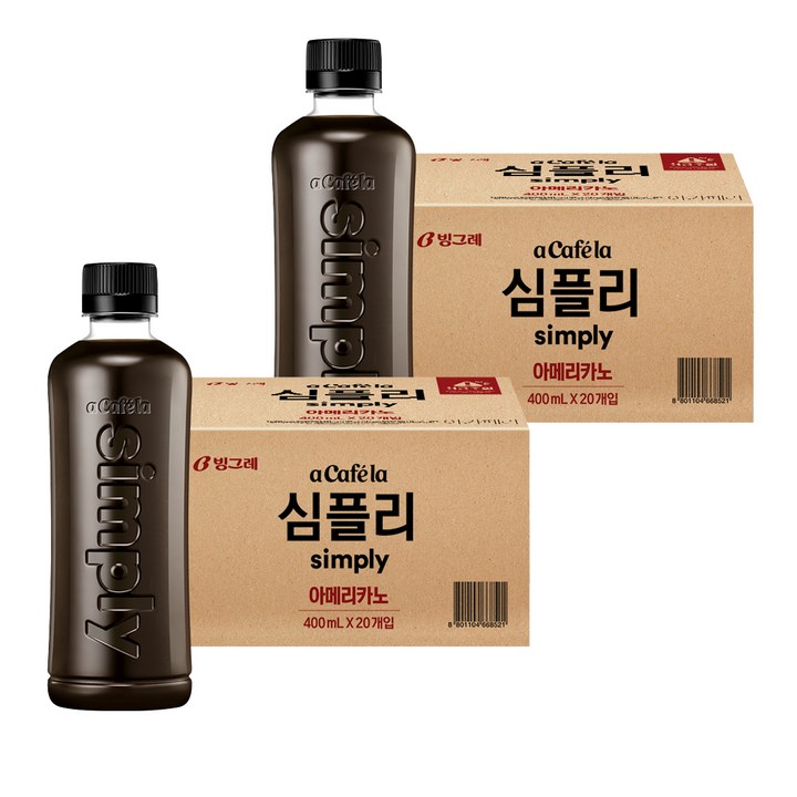 아카페라 심플리 아메리카노 커피, 400ml, 40개