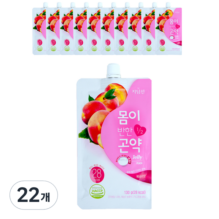 자담선 몸이반한 곤약젤리 디저트 복숭아 맛, 130g, 22개
