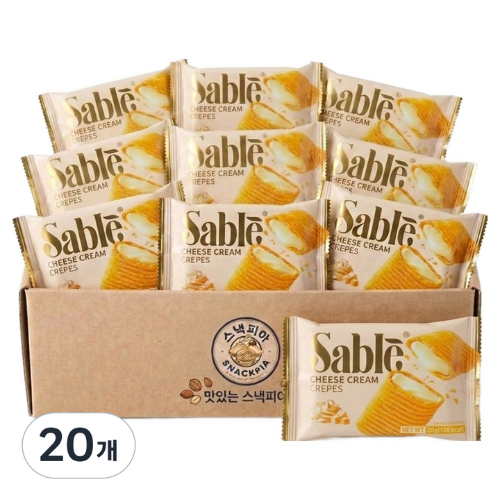 Sable 미니 크레페 치즈크림 맛, 20g, 20개