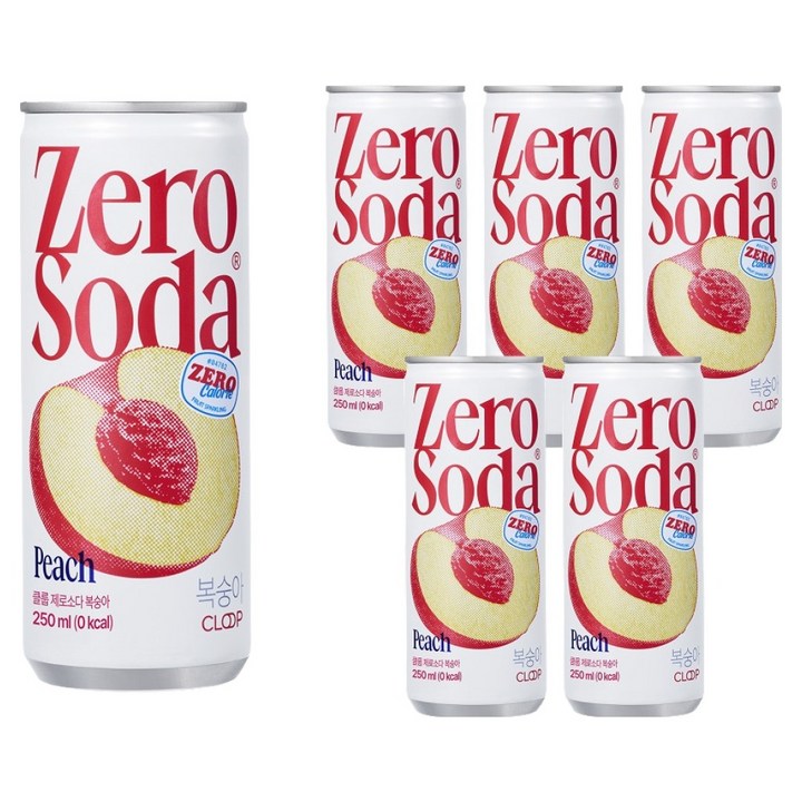 클룹 제로소다 복숭아, 250ml, 6개
