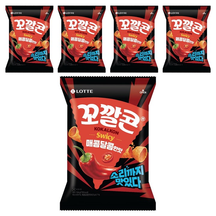 꼬깔콘 매콤달콤한 맛, 134g, 5개