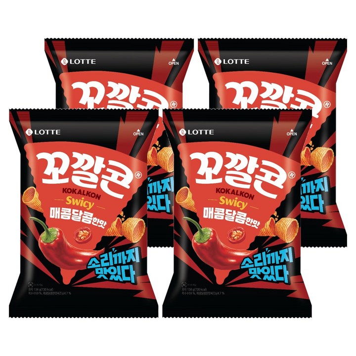 꼬깔콘 매콤달콤한 맛, 134g, 4개