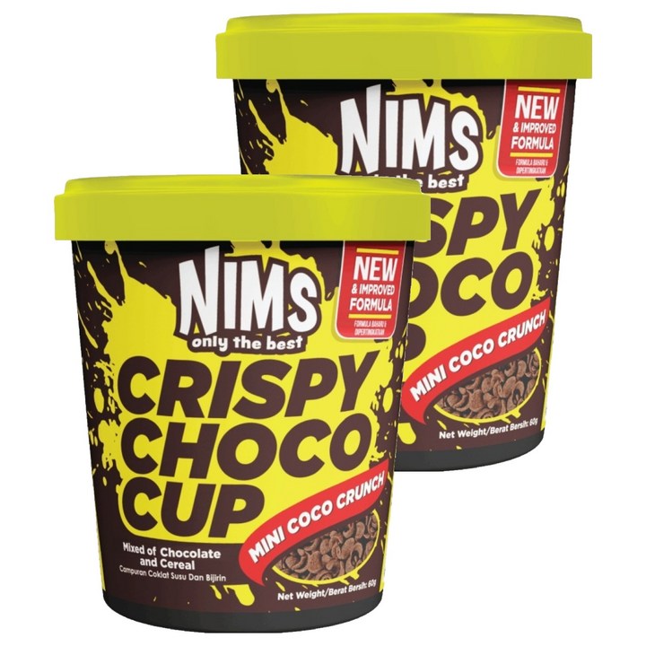 NIMS 크리스피 초코컵 코코크런치 미니컵, 60g, 2개