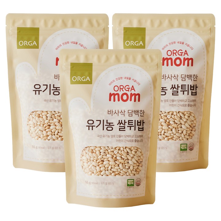올가홀푸드 유기농 쌀튀밥, 쌀, 3개, 65g