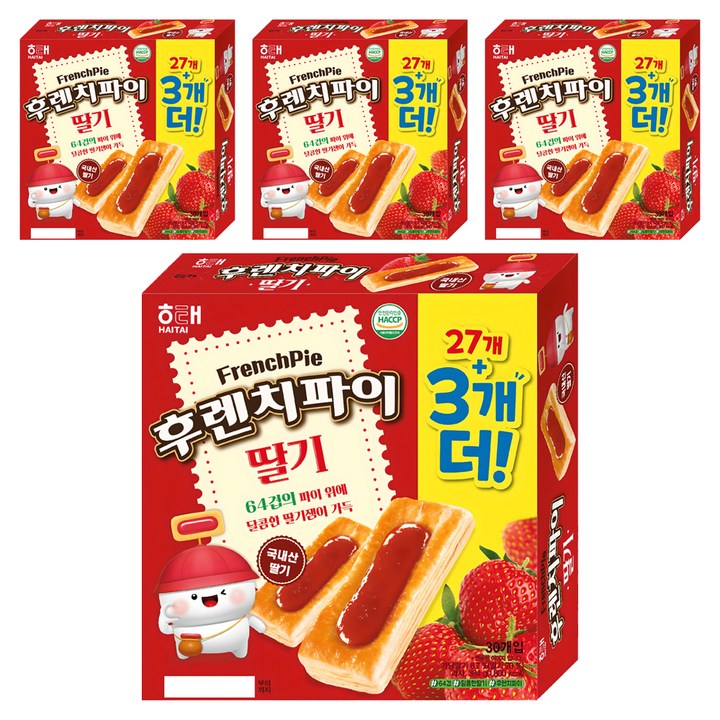 해태제과 후렌치파이 딸기, 384g, 4개