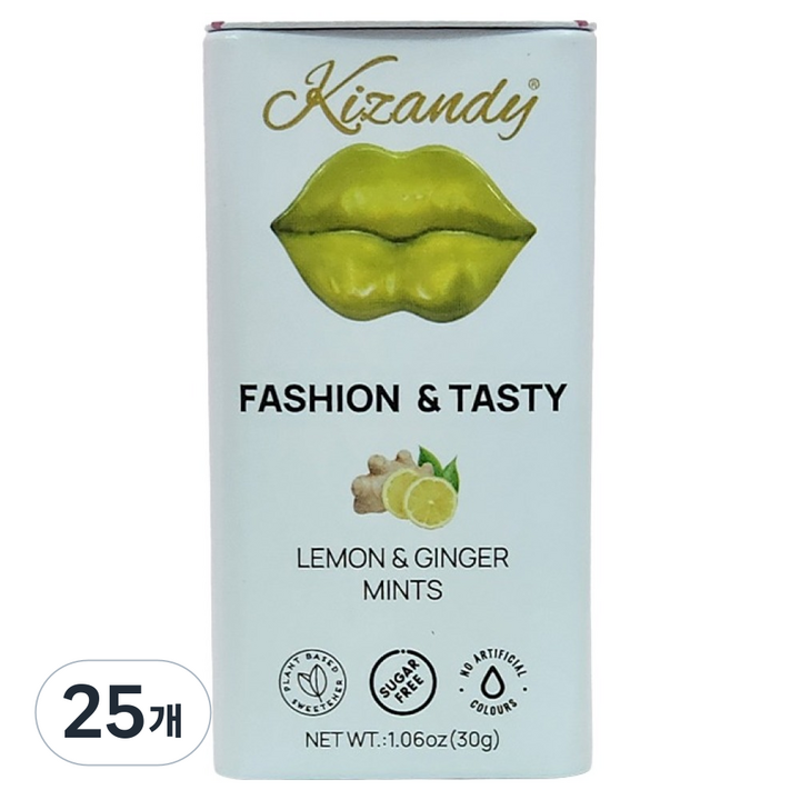 키잰디 슈가프리 레몬&진저맛 민트 캔디, 30g, 25개