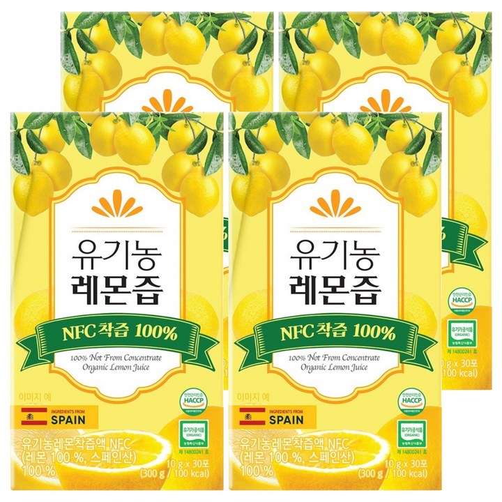 프롬바이오 NFC 유기농 레몬즙 30p, 300g, 4개