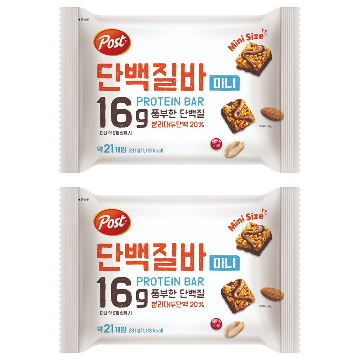 포스트 단백질바 미니 21p, 231g, 2개