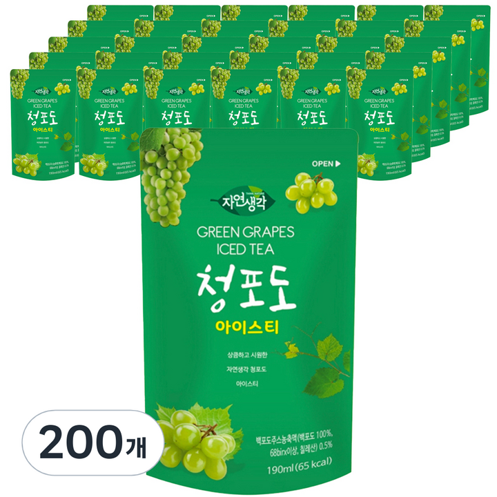 자연생각 청포도 아이스티, 190ml, 200개