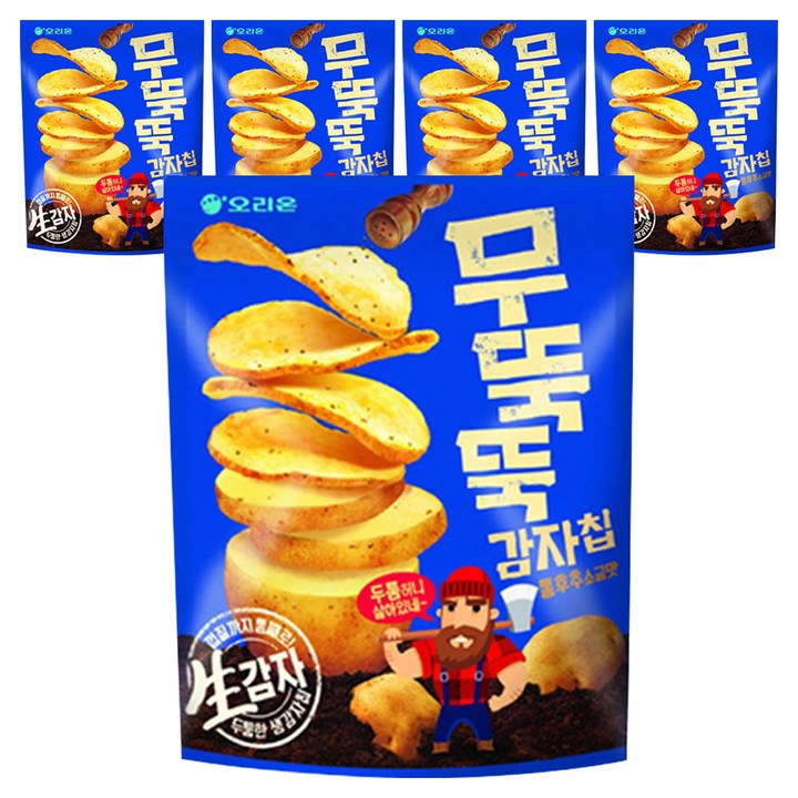 오리온 무뚝뚝감자칩 통후추 소금맛, 60g, 5개