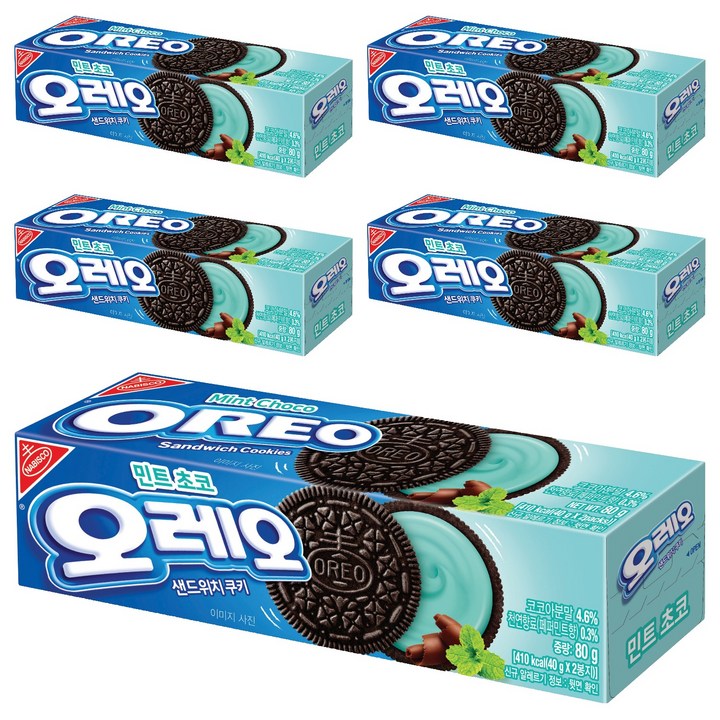 오레오 민트초코 샌드위치 쿠키, 80g, 5개