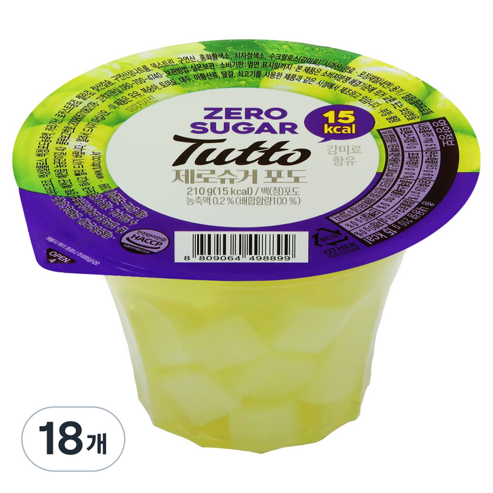 뚜또 제로슈거 젤리 포도, 210g, 18개