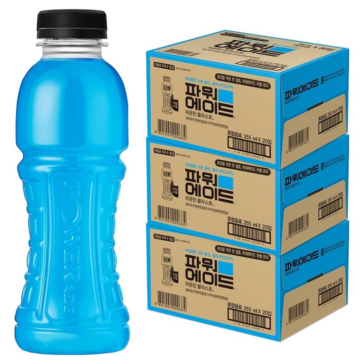 파워에이드 마운틴블라스트 무라벨, 355ml, 60개