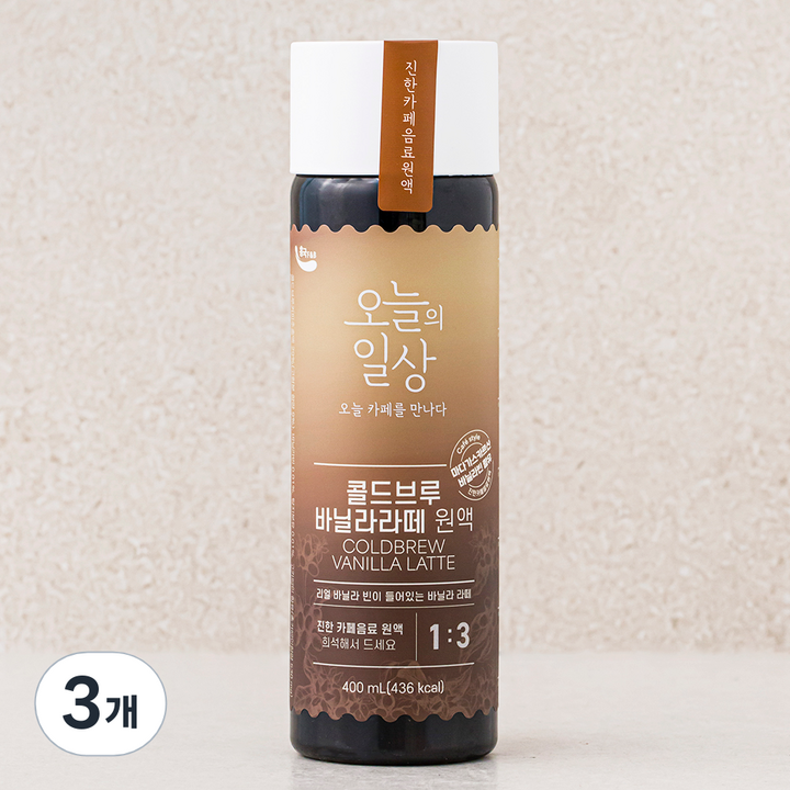 오늘의일상 콜드브루 바닐라라떼 원액, 400ml, 3개