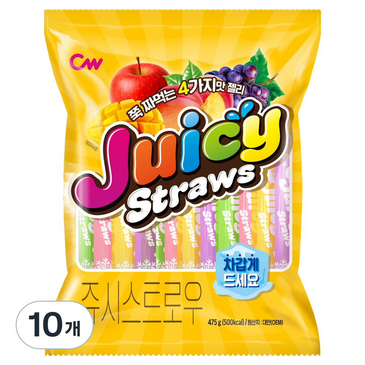 청우식품 쥬시스트로우 젤리, 475g, 10개
