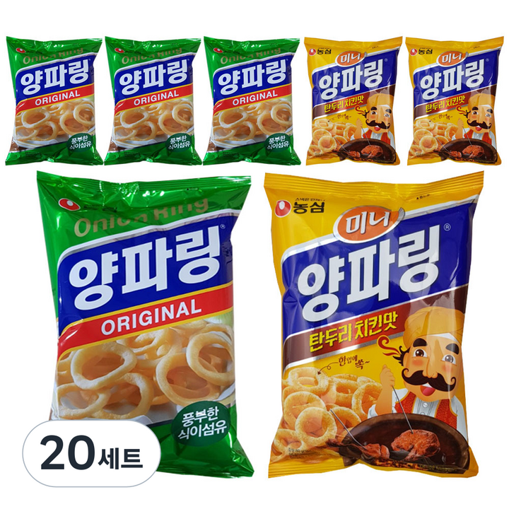 농심 양파링 84g x 4p + 미니 양파링 탄두리치킨맛 80g x 3p, 20세트