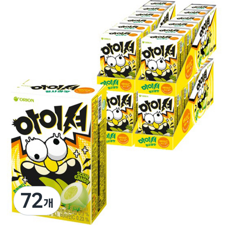 오리온 아이셔 츄잉캔디 청사과맛, 42g, 72개
