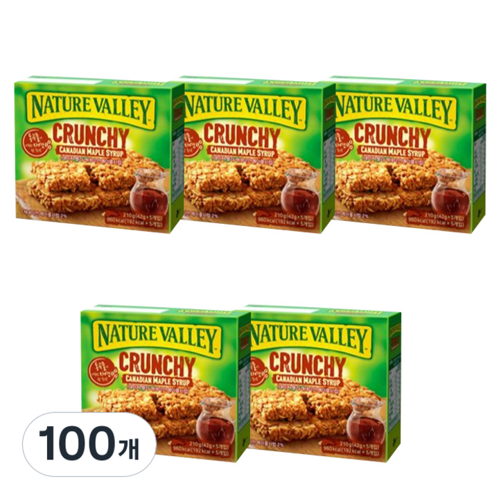 네이쳐밸리 크런치 그래놀라바 메이플 시럽, 42g, 100개