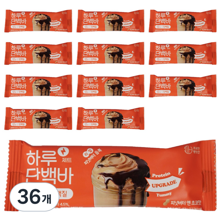 프로틴방앗간 하루단백바 제트 피넛버터 앤 초코맛, 40g, 36개