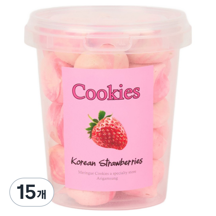 아리감성 딸기 머랭쿠키 원통형, 38g, 15개