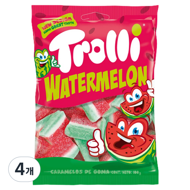 트롤리 워터멜론 맛젤리, 4개, 100g