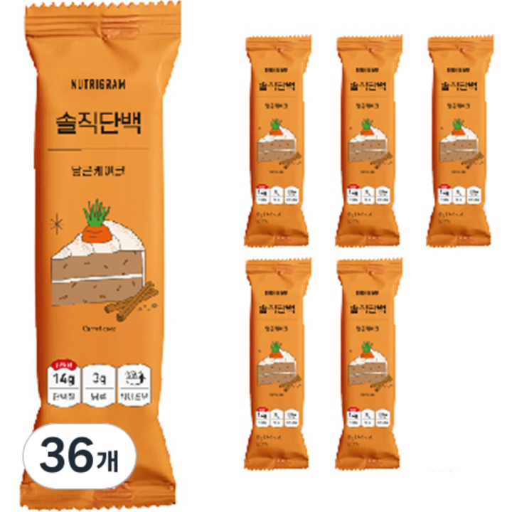 뉴트리그램 솔직단백 당근케이크 프로틴바, 36개, 45g