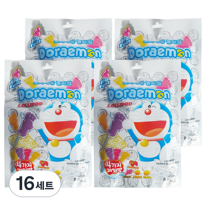 빅풋 도라에몽 롤리팝 4종 x 2p 세트 80g, 16세트