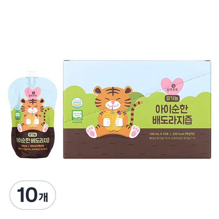 몸애쏙쏙 유기농 아이순한 배도라지즙 10p, 1L, 10개