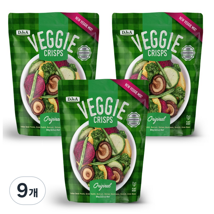 디제이앤에이 베지크리스프 오리지널 스낵, 90g, 9개