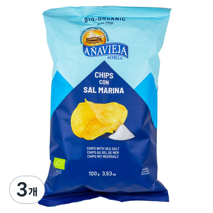 아냐비에하 오가닉 씨쏠트 포테이토칩, 100g, 3개