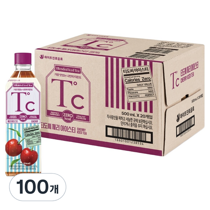 하이트진로 티도씨 체리 아이스티, 500ml, 100개