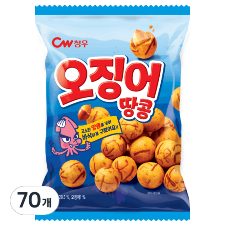 청우식품 오징어땅콩, 90g, 70개