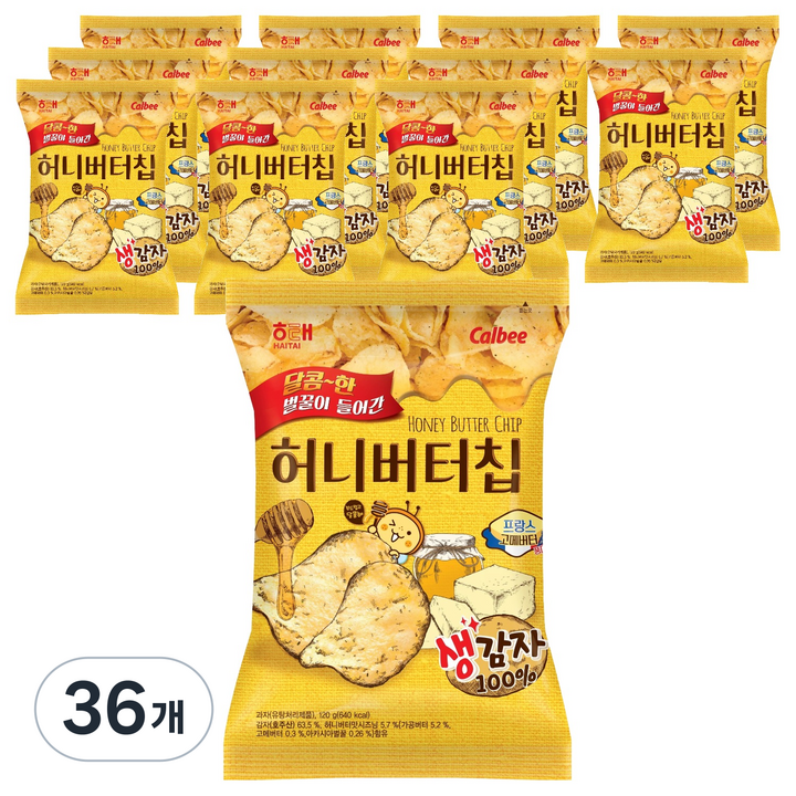 해태제과 허니버터칩, 120g, 36개