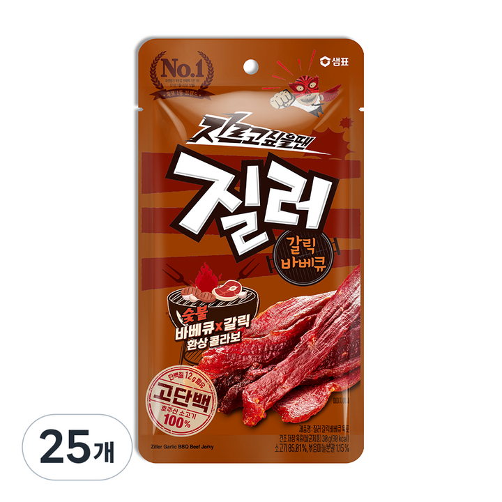 샘표 질러 갈릭바베큐 육포, 30g, 25개